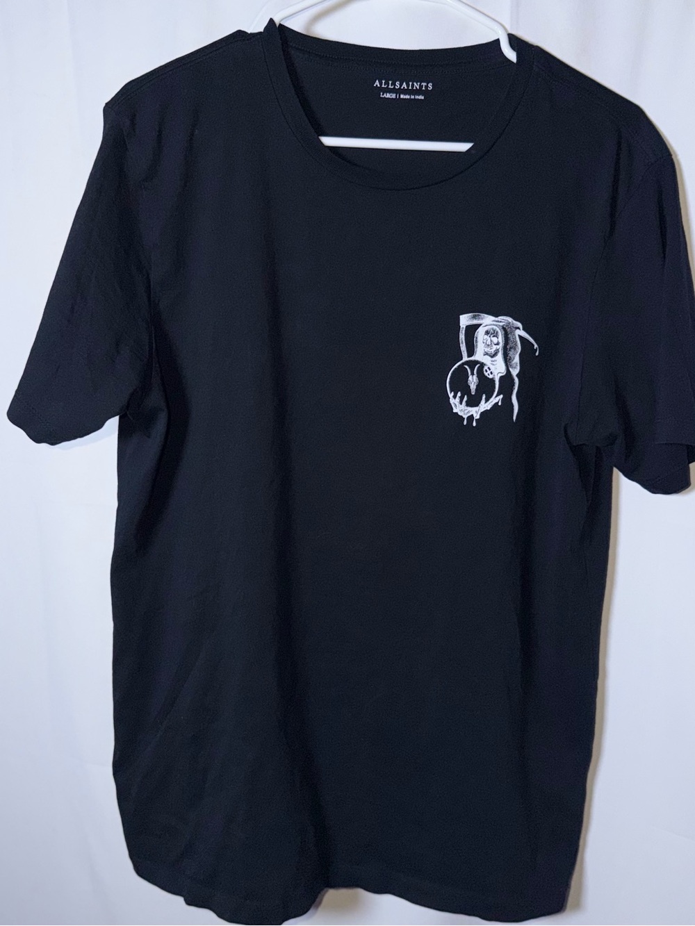 AllSaints Black Short Sleeve Graphic Crew Tee